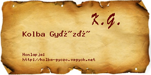 Kolba Győző névjegykártya